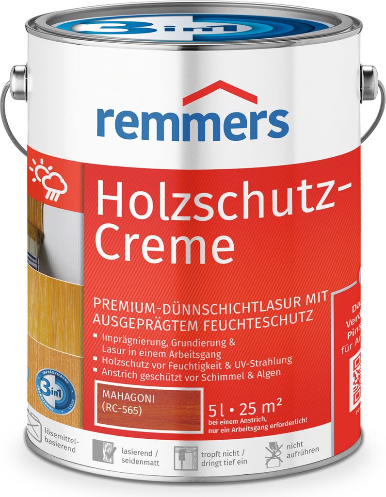 Remmers Holzschutz-Creme 3in1 mahagoni (RC-565) 5 l, Produktbild 