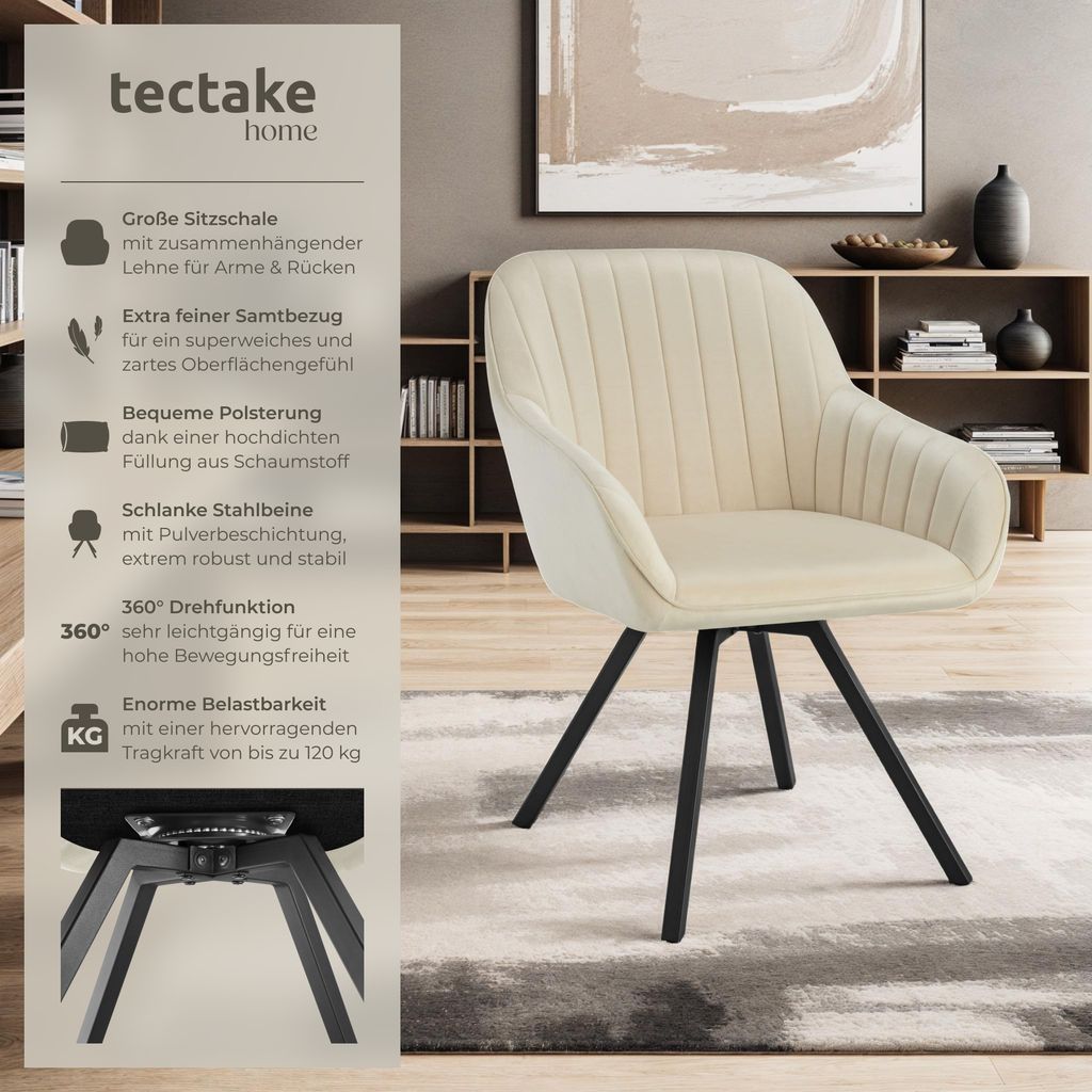 Otočné kreslo Snug čalúnené, zamatový vzhľad 58 x 58 x 82 Obrázok produktu 2