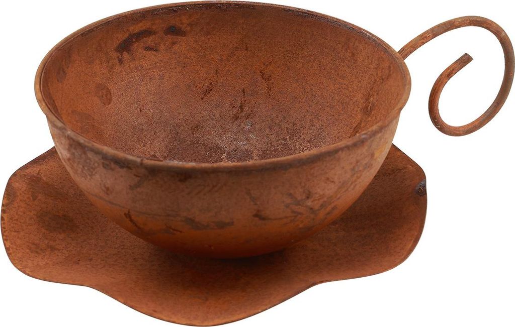 Pflanztopf Vintage Deko Metall mit Edelrost-Patina und Produktbild 