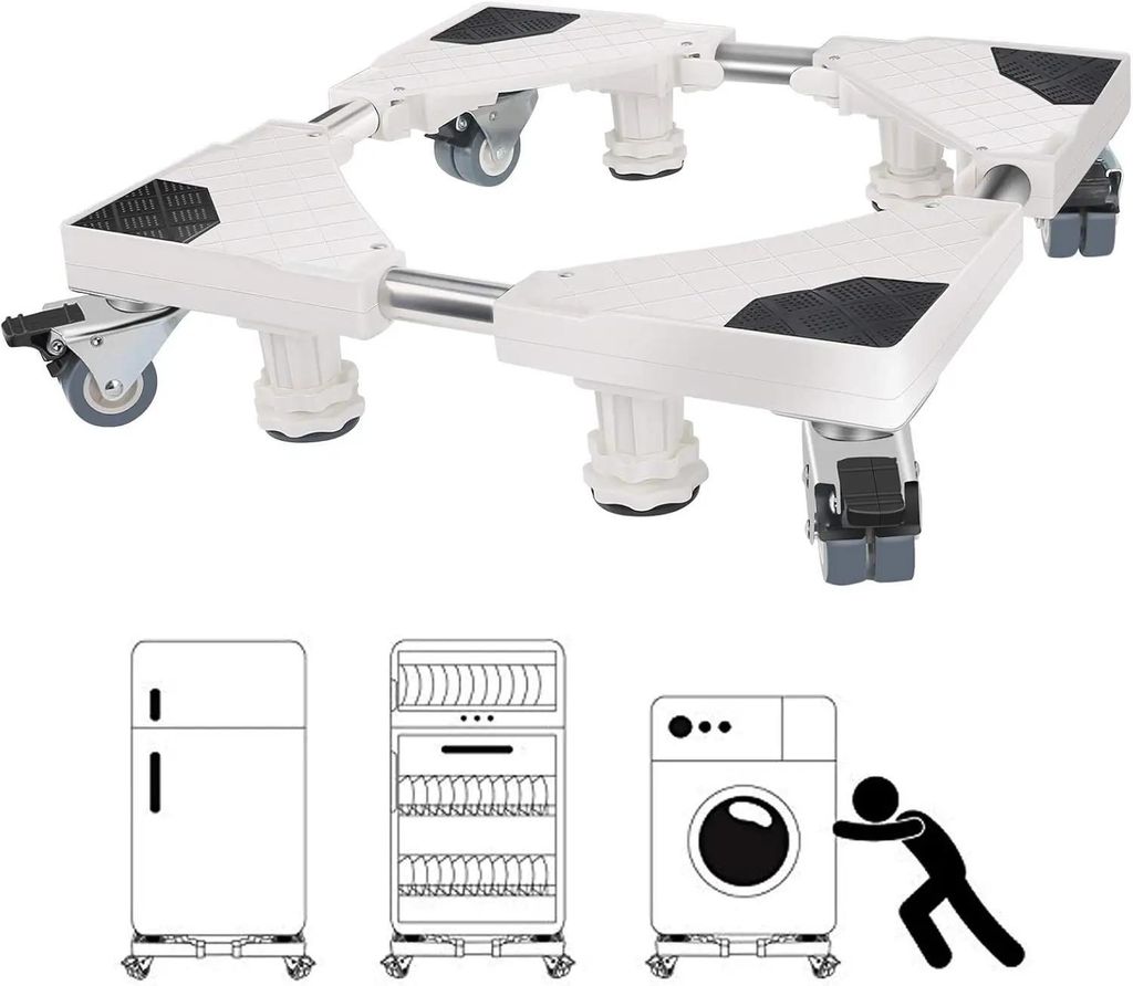 Waschmaschinen Untergestell - Verstellbare Gerätebasis - 47–69 cm - Für Waschmaschine, Kühlschrank, Trockner - Antivibration, Geräuschdämpfu...