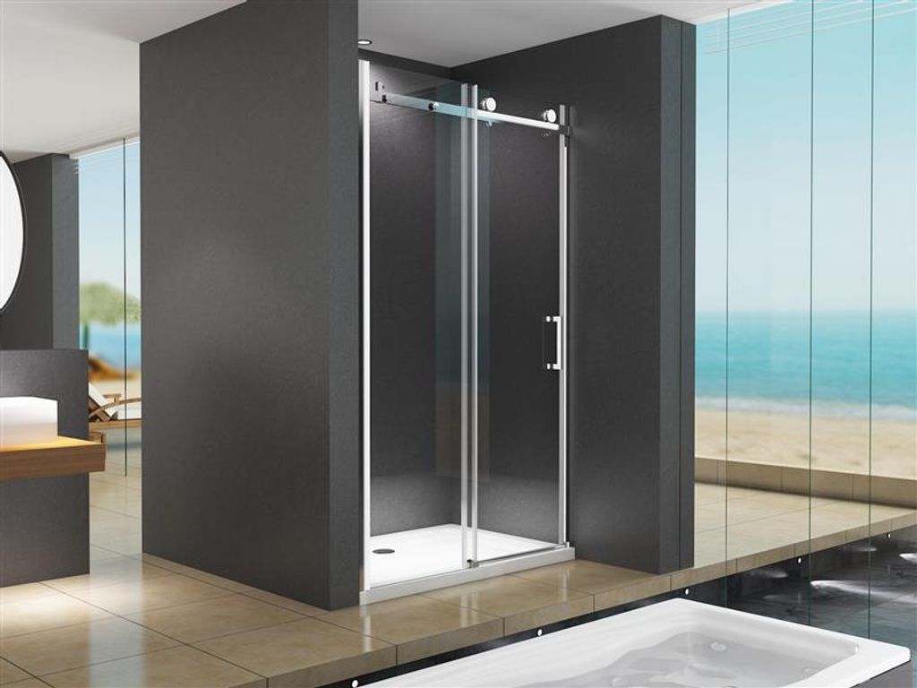 BuyLando Viktoria 130x195 cm Nischendusche mit Schiebetür - Silber Beschläge