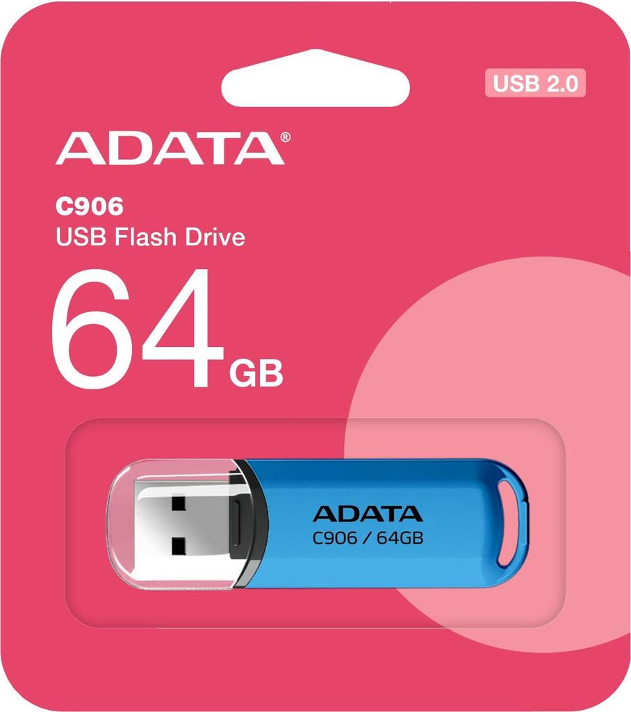 Adata ADATA AC906-64G-RWB USB-Flash-Laufwerk 64 GB USB Typ-A 2.0 Blau, Transparent