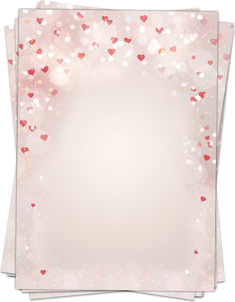 50 Blatt Briefpapier (A4) | Herzen Herzchen Liebe | Motivpapier | edles Design Papier | beidseitig bedruckt | Bastelpapier | 90 g/m²