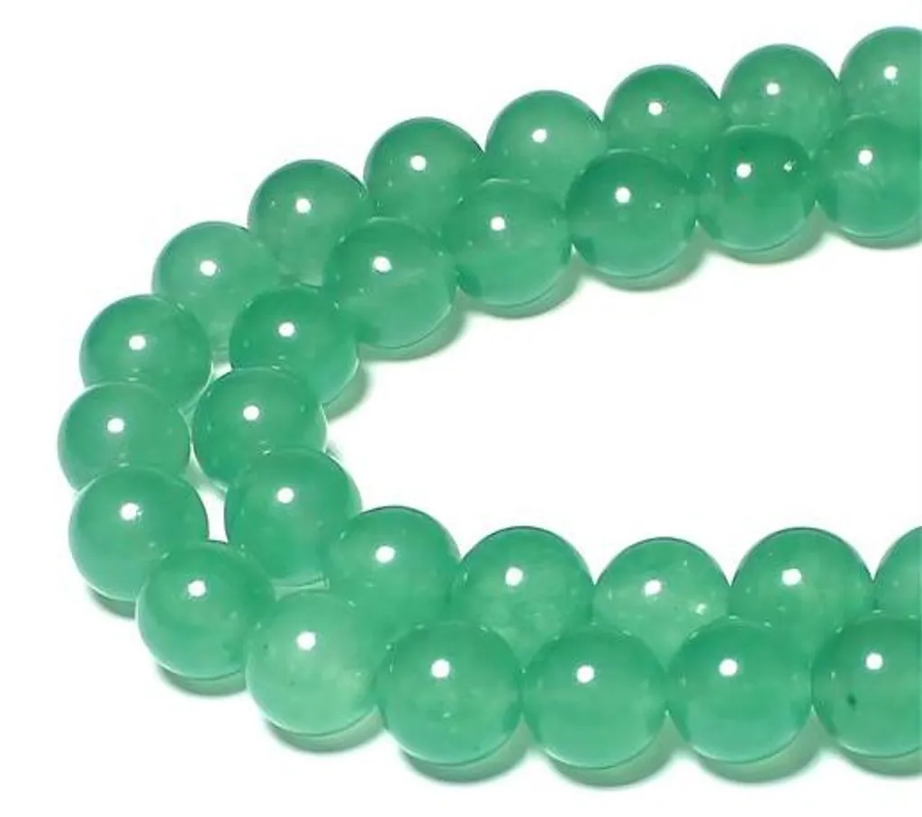 Billes de jade vert poli 10 mm - Set de 35 gemmes rondes haute qualité DIY