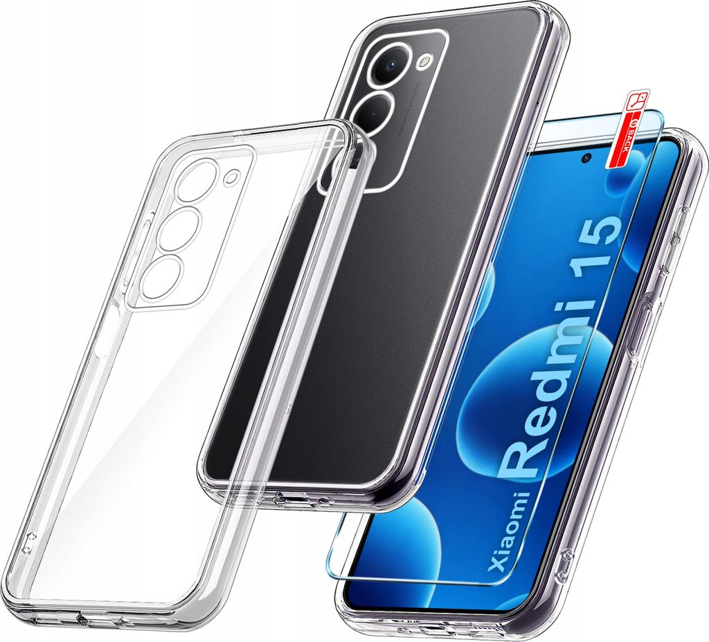 Farblose Schutzhülle für Xiaomi Redmi 15 4G | 5G – Verstärkte Clear Case 2 mm + Glas