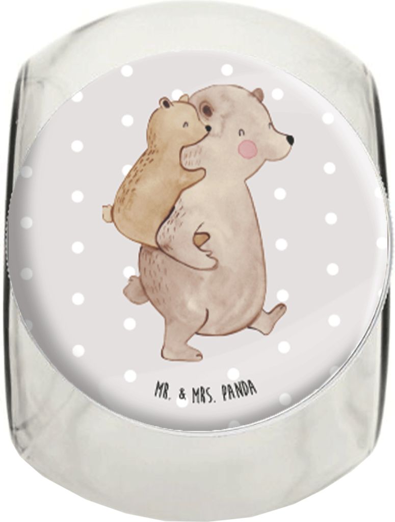 Mr. & Mrs. Panda Bonboniere Papa Bär L 870ml - Grau Pastell - Geschenk, Geburtstag, Vater, Aufbewahrungsdose, Vatertag, Frischhaltedose, Kaffeedos...