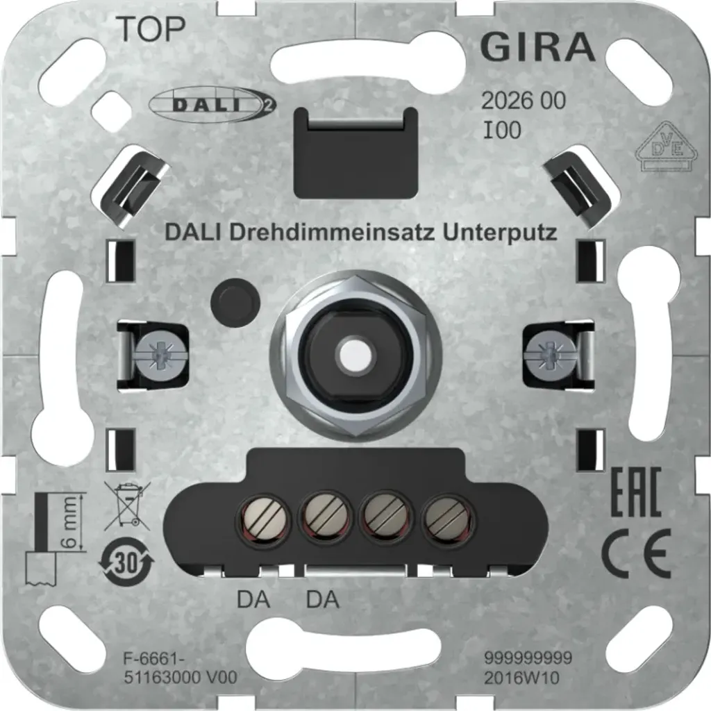 GIRA 202600 Enjoliveur DALI Insert pour variateur rotatif encastré 202600