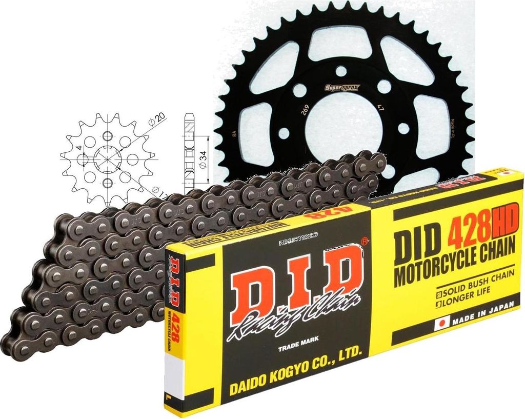 Kit Stahl passend für Honda XL125 S 79-84 14-47-118 DID428HD Clip