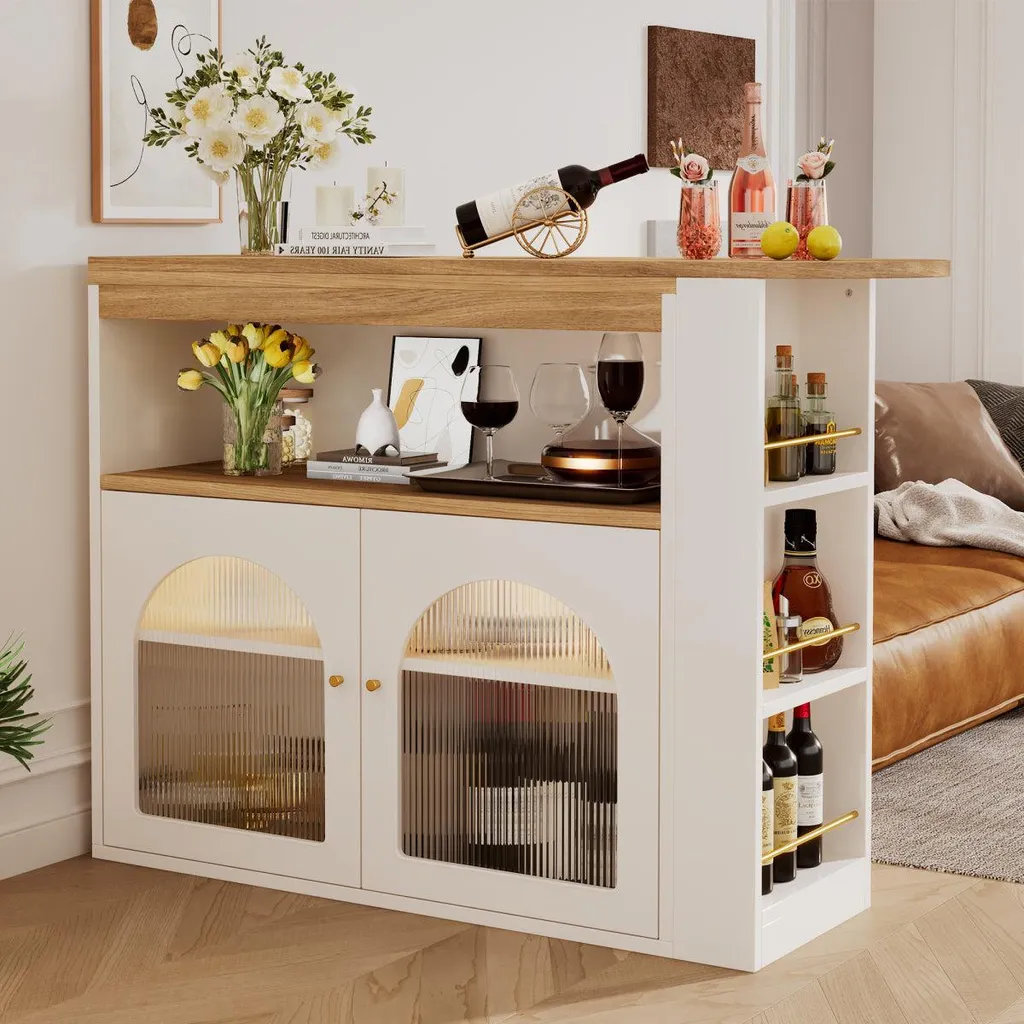 Table de bar extensible 138-193cm blanche à LED modèle Nova-X - 6