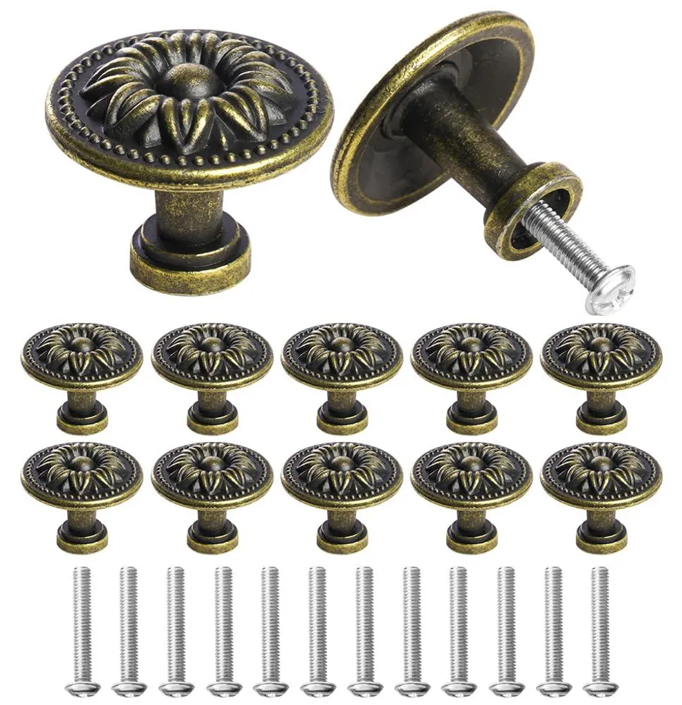 Boutons de tiroir rétro en bronze antique 30mm pour une cuisine de style