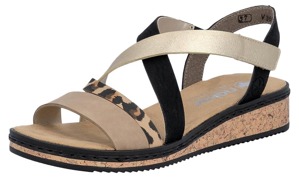 Rieker Schuhe Damen Keil Sandaletten Sandalen V3663, Produktbild 