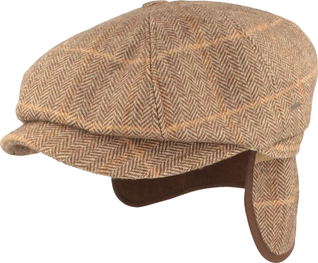 Casquette Bailey 8 pièces à carreaux beige avec oreillettes taille L