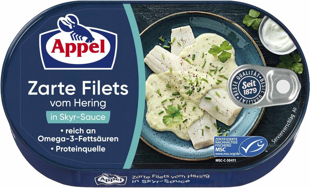 Appel Heringsfilets in Skyr Sauce mit aromatischen Kräutern 190g
