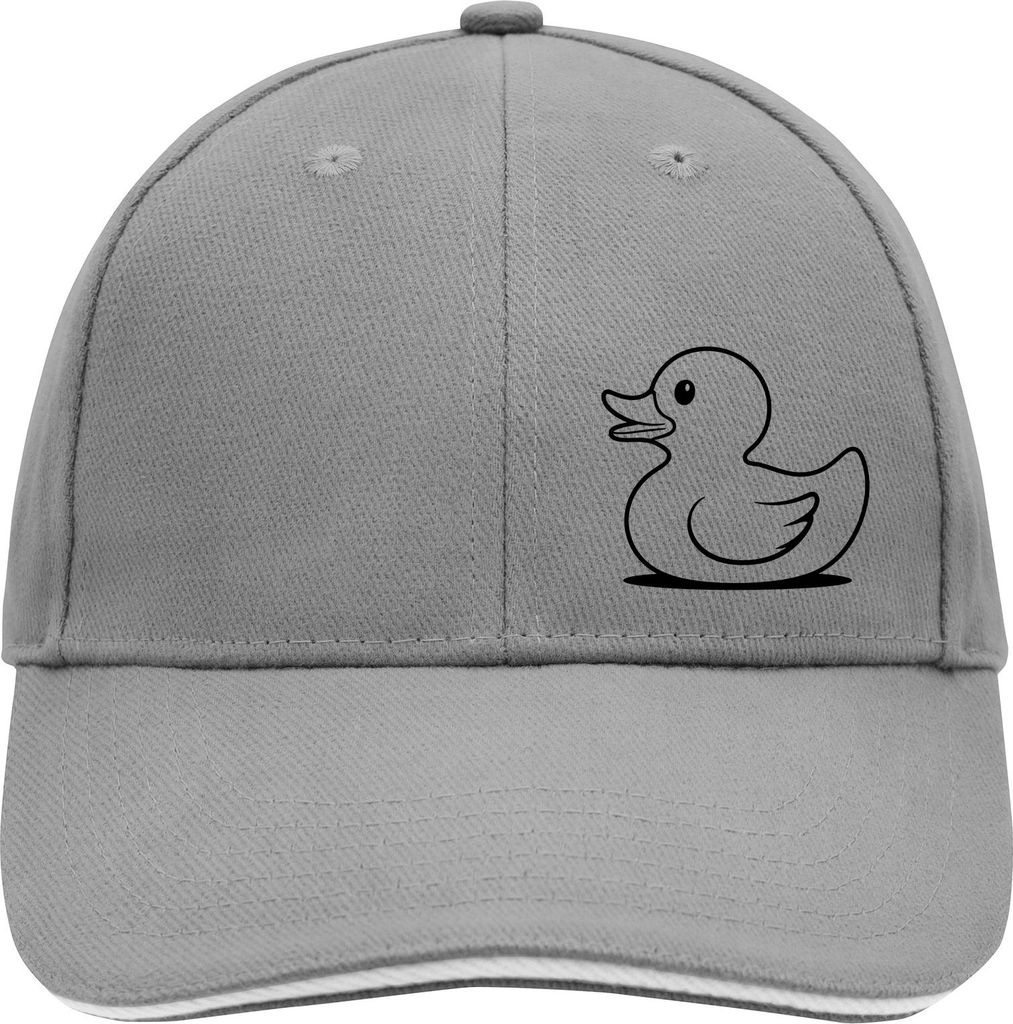 Huuraa Cappy Mütze Gummiente Silhouette Dark Grey/White Baumwolle 6-Panel Kappe Geschenkidee