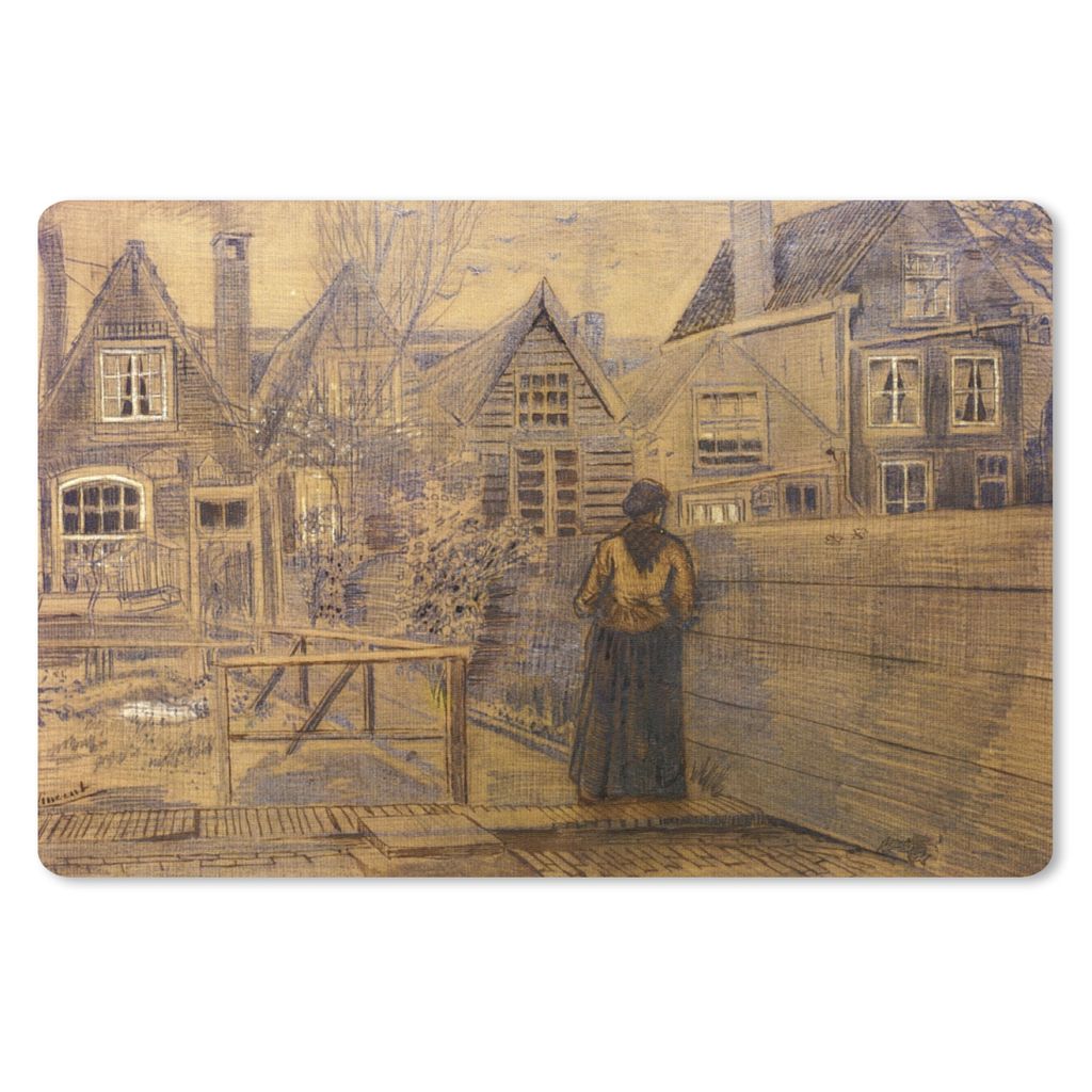 MuchoWow Mauspad Mousepad Das Haus der Mutter von Sien vom Garten aus gesehen - Vincent van Gogh 27x18 cm - Mousepads - Maus Mat - Pad - Mausunte...