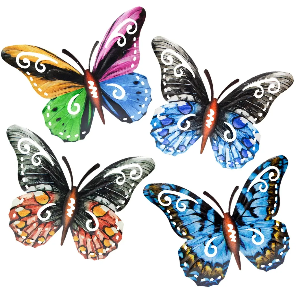 Papillons en Métal Robustes et Colorés pour Décoration Murale Jardin