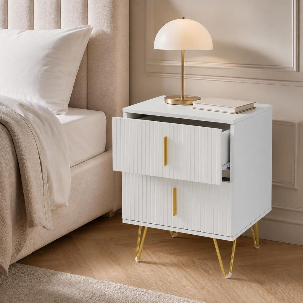 Petit Table de Chevet, Appoint avec 2 Tiroirs, Structure en Image du produit 