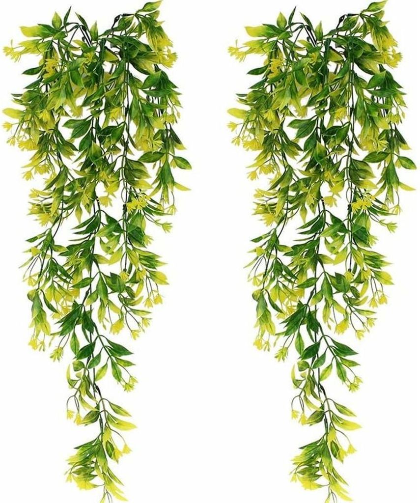 Stück künstliche Efeu-Hängepflanzen, grüne Kunstpflanzen für Feiern, Hochzeiten, Küche, Garten, Bürodekoration, Gelb