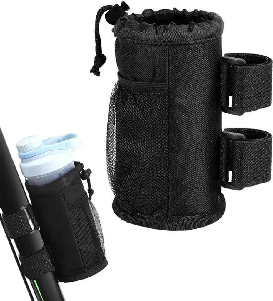 Support de vélo universel noir avec porte-gobelet thermique et filet