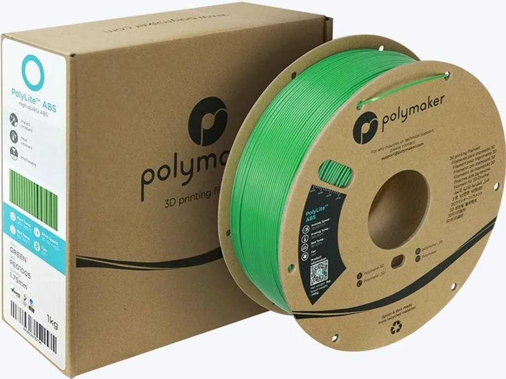 Polymaker PolyLite ABS Filament 1.75mm 1kg Vert pour Impression 3D Pro - 14