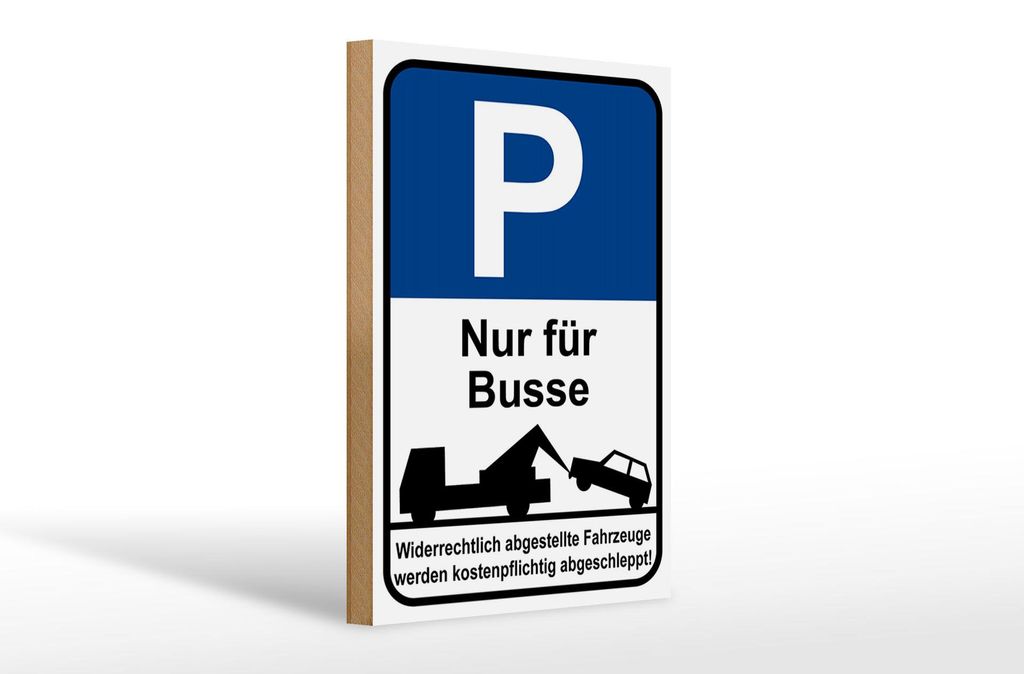 Holzschild Hinweis Parkplatzschild nur für Busse, 30 x 20 cm, Holzschilder Achtung Widerrechtlich