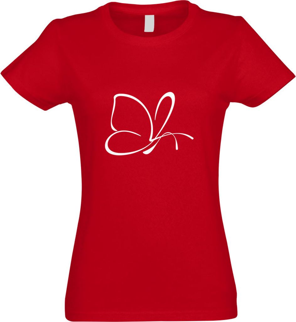 Kiwistar - T-Shirt tailliert - Damen - rot - Schmetterling Motiv III - mit Motiv Bedruckt - Funshirt Design - Sport - Freizeit - Damen - XL