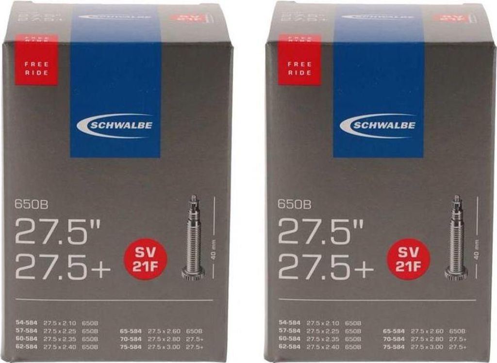 Chambre à air Schwalbe 2x SV21F Freeride 27,5x2,10-3,00" Image du produit 