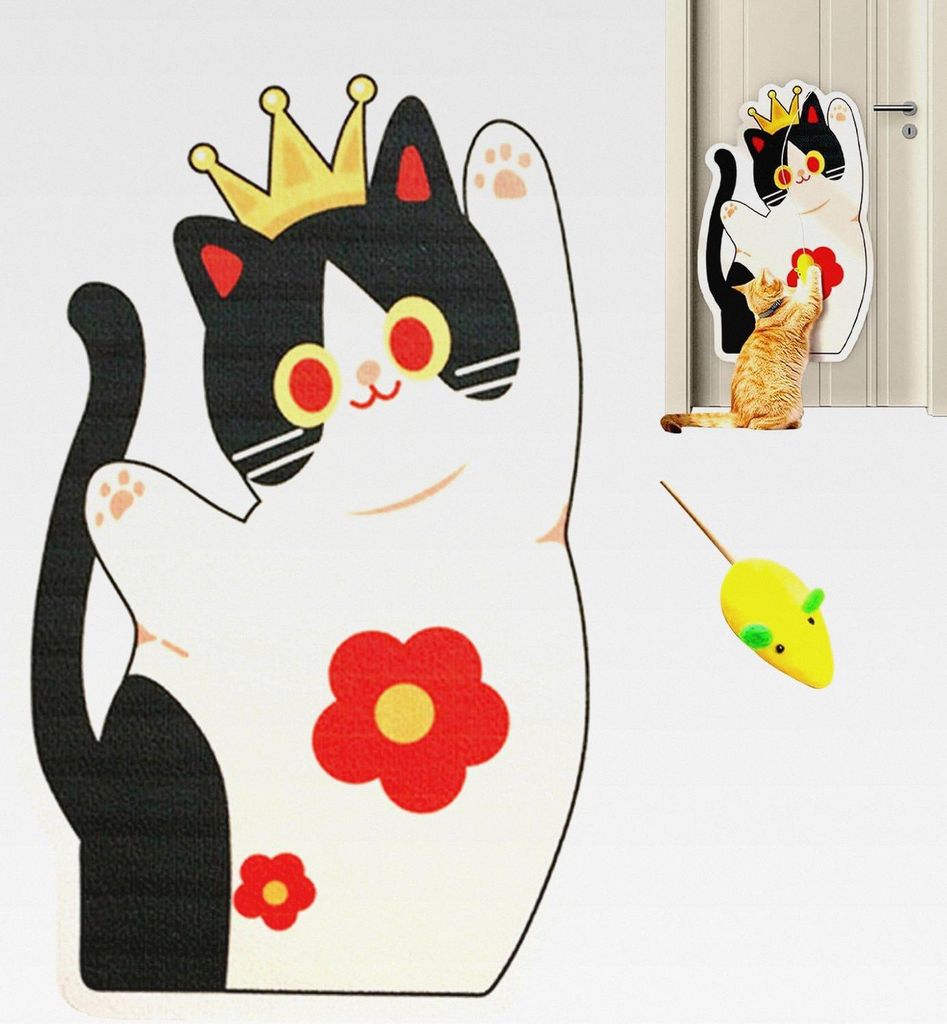 Kratzmatten für Katzen im Innenbereich, selbstklebende Kratzmatte für Katzen, Möbelschutz mit Schaber und interaktivem Spielzeug für Boden, Tü...