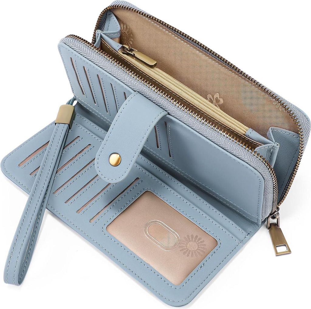 Geldbörse Gross - Portemonnaie Mittelgroß Geldbeutel Damen Portmonee Leder Große Kapazität - mit RFID Schutz - mit 14 Kartenfächer und Kleinge...