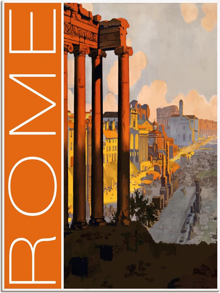 ARTland Leinwandbild Rom Vintage Reiseplakat Größe: 45x60 cm