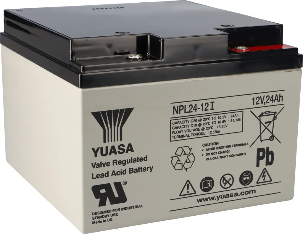 Batterie de Secours Yuasa NPL24-12I 12V 24Ah pour Onduleur et Alarme