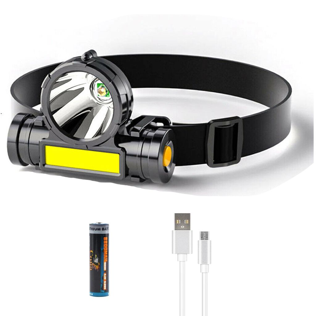 LED Stirnlampe Kopflampe USB Wiederaufladbare Wasserdicht Leichtgewichts DE 