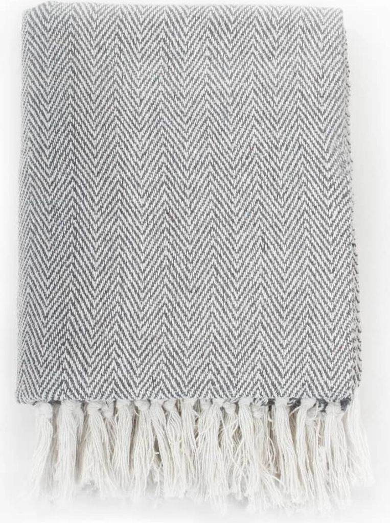 Copriletto in Cotone a Spina di Pesce 220x250 cm Grigio Immagine del prodotto 
