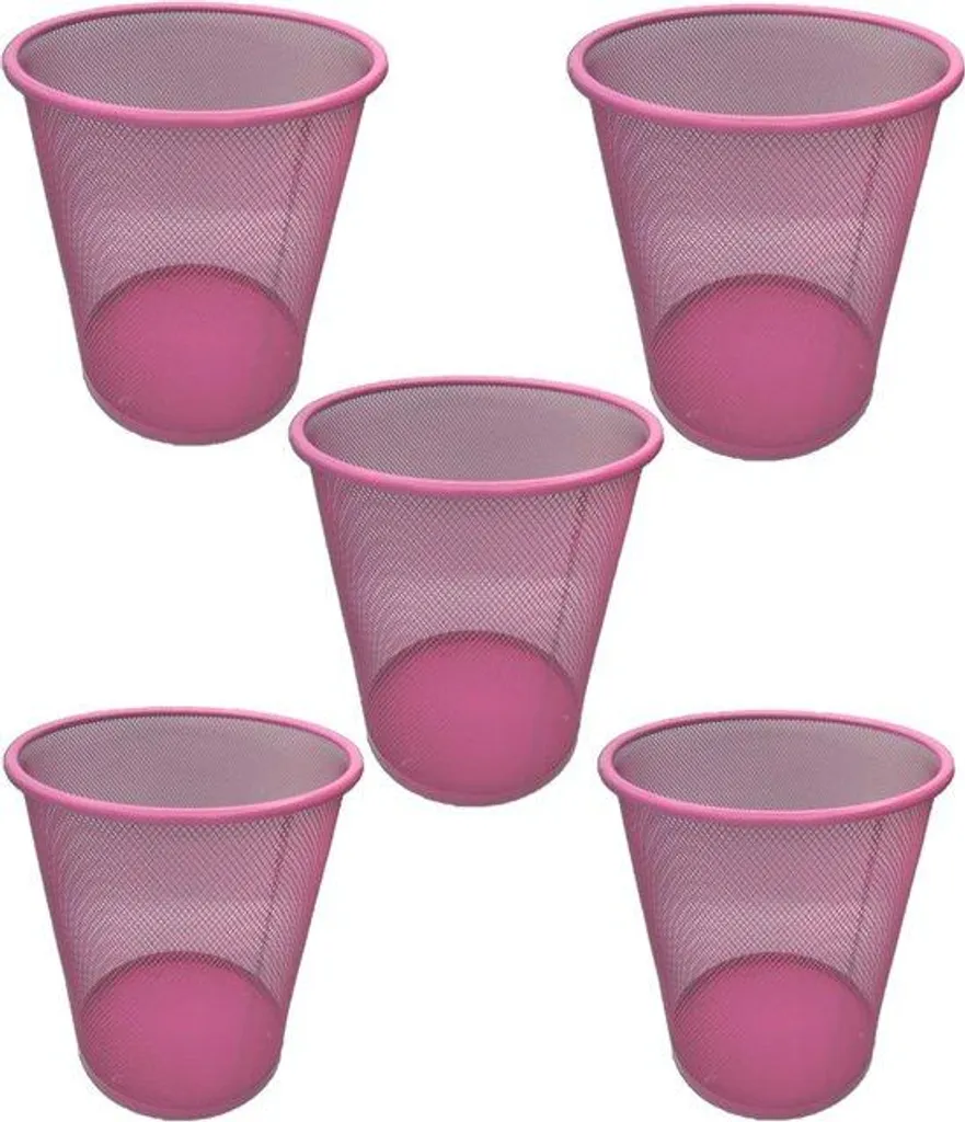 Corbeille à Papier de Bureau Rose en Métal Ajouré - Lot Économique