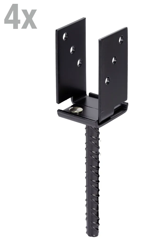 Pied de poteau en U type 370 noir zE71-131KAR ferrure de charpente