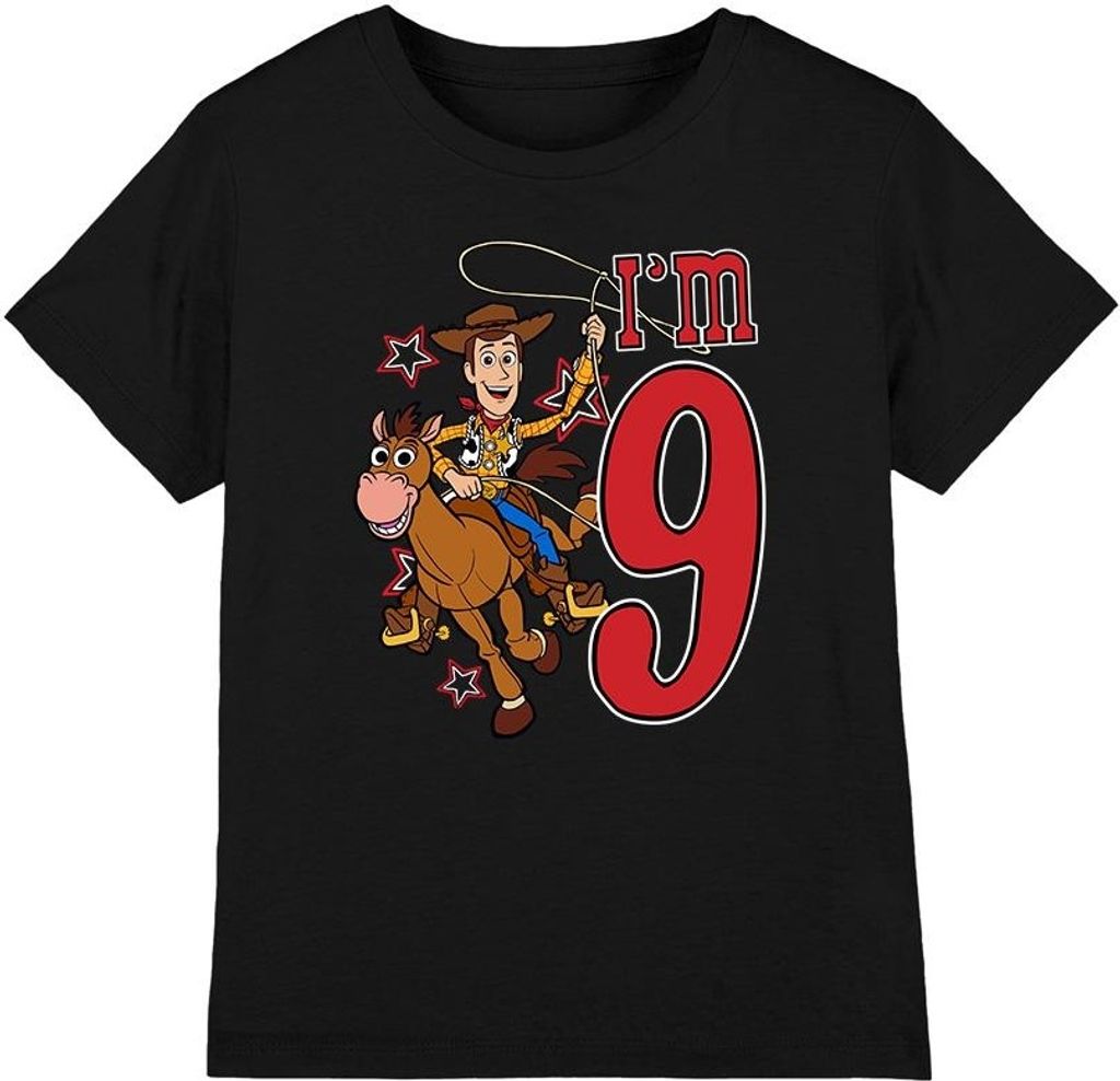 Toy Story - "I'm 9" T-Shirt für Kinder - Geburtstag TV3894 (128) (Schwarz)