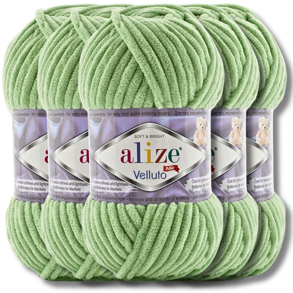 Alize 5x 100g Velluto dicke Wolle, Uni, Chenille, Häkeln, Stricken (103)