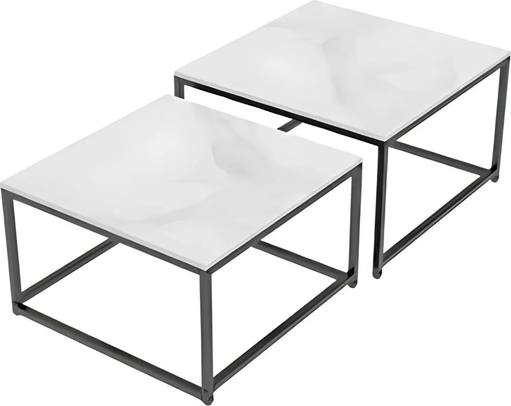 Table de Salon Mandina pour Bureau ou Séjour - Lot de 2 Blanc Brillant