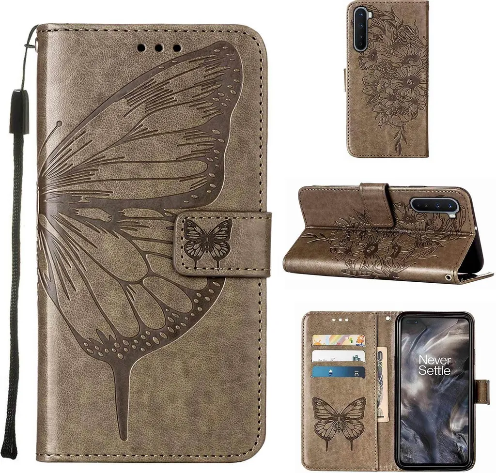 Cover Flip OnePlus Nord Grigio Pelle Premium | Stand & Slot Carte