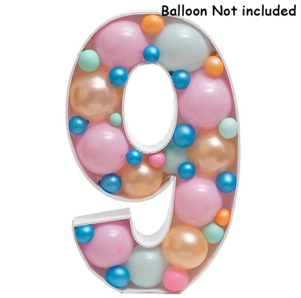 Party Deko Geburtstag Kindergeburtstag XXL Riesen Zahl 100cm 9. Geburtstag Babyparty Feier füllbar mit Ballons