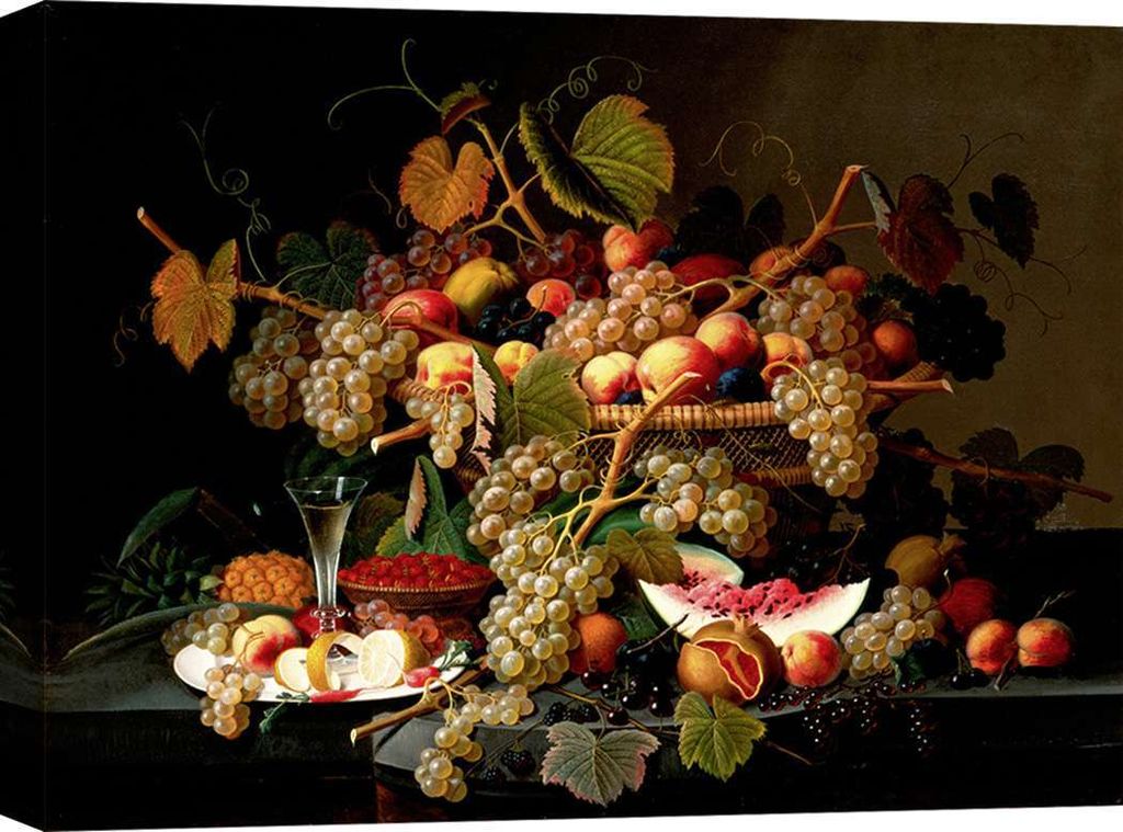Leinwandbild, Stillleben - Severin Roesen, Still Life with Fruit – 70x50 cm