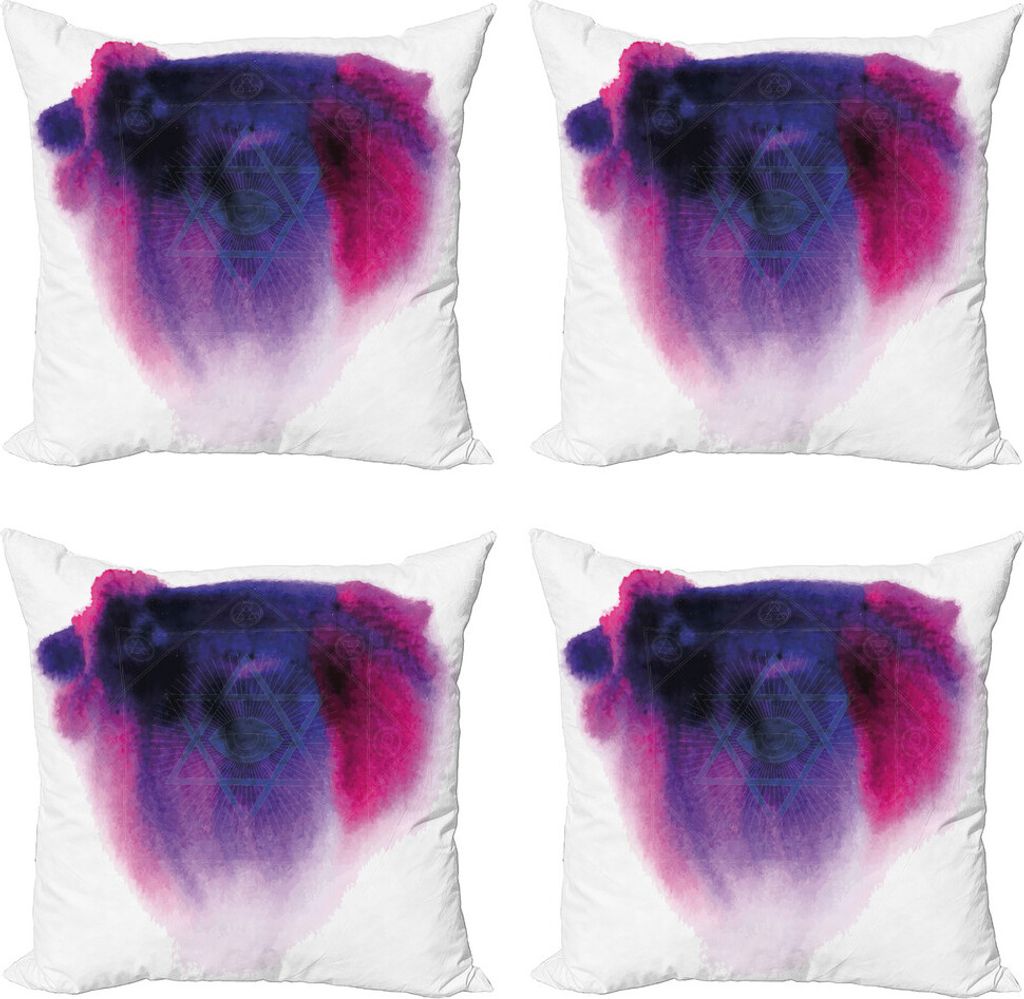 ABAKUHAUS Astrologie Kissenbezug Set (4 Stück), Mystische Signss, Moderner Doppelseitiger Digitaldruck, 50 cm x 50 cm, Marine-Blau-Weiß Fuchsia