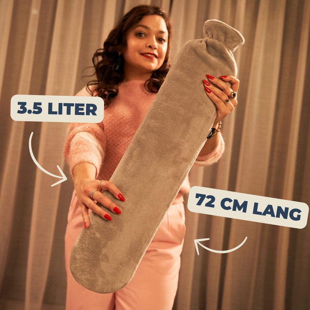 XXL Wärmflasche Lang & Groß 3,5 Liter mit Bezug - Flauschig Produktbild 2