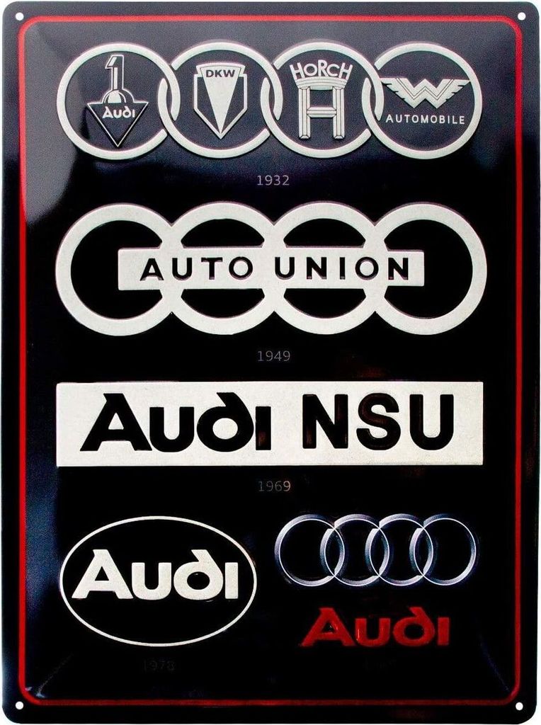Nostalgic-Art - Blechschild 30 x 40 cm - Audi - Audi - Logo Evolution