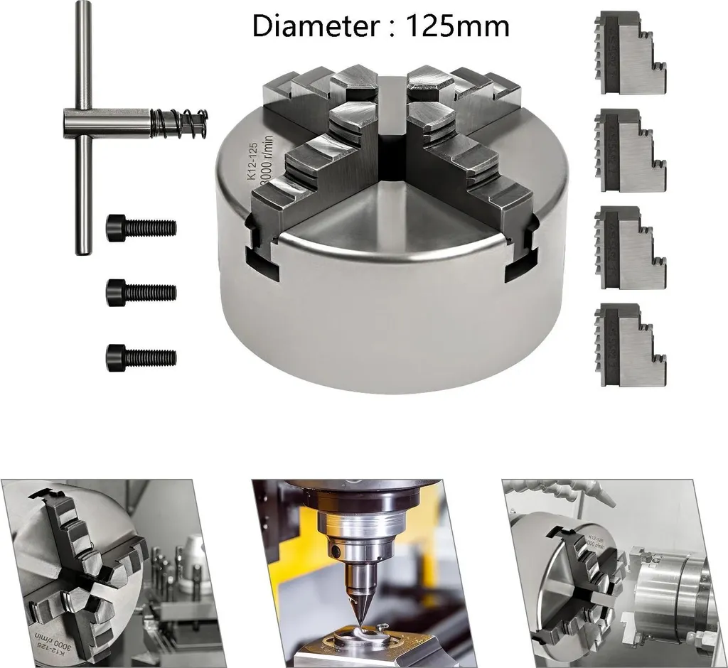 Mandrino 4 Griffe 125 mm Autocentrante Alta Precisione 3000 RPM