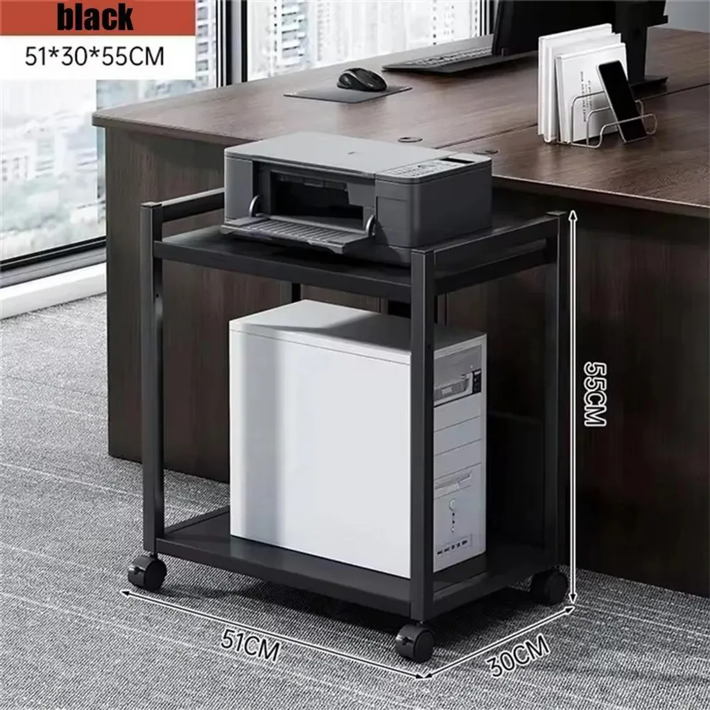 Support d'imprimante mobile pour bureau - Rangement tour PC sous table - 2