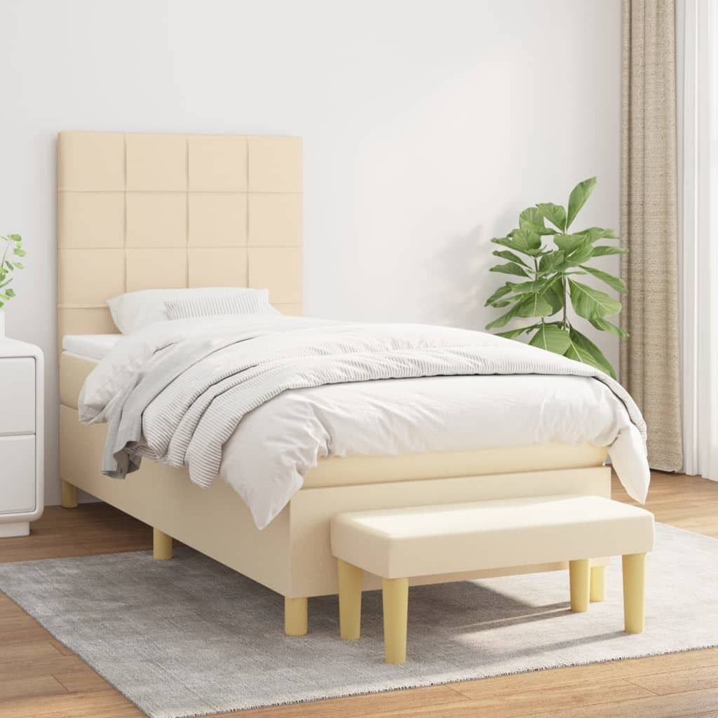 Maison Exclusive - Boxspringbett mit Matratze Creme 90x200 cm Stoff