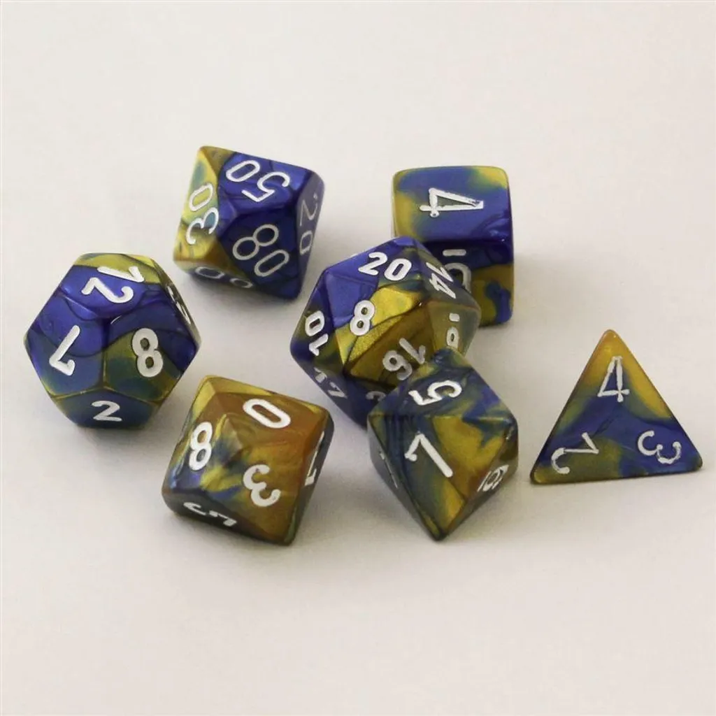 Dés Polydice Chessex Gemini Bleu-Doré 7 Pièces : Esthétique et Qualité