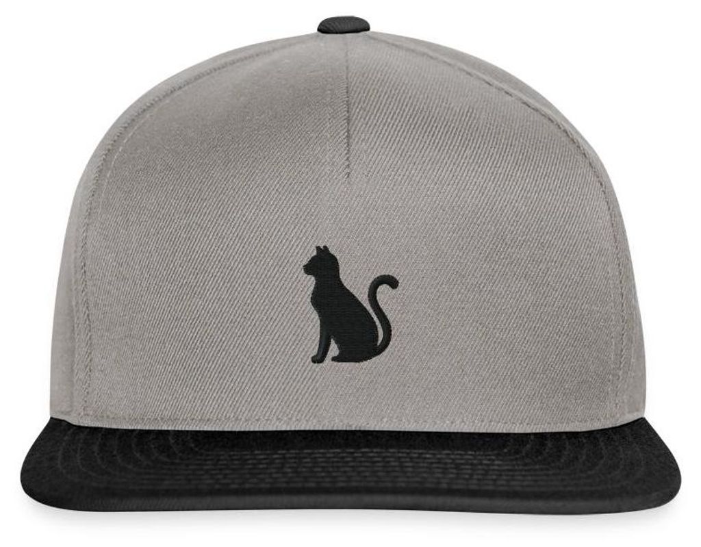 Spreadshirt Katzen Silhouette Bestickt Snapback Cap, One size, Graphit/Schwarz
