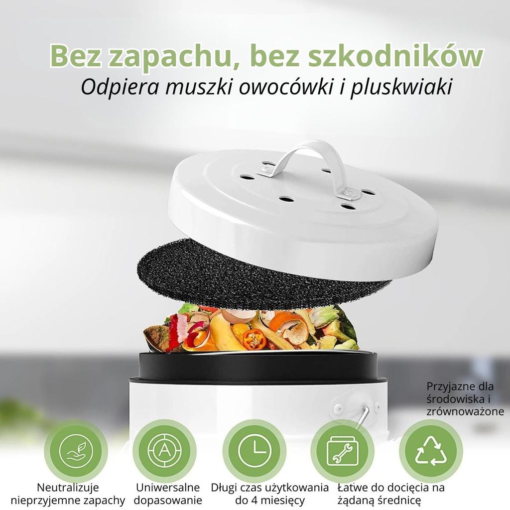 12x filtry z węglem aktywnym do kompostowników kuchennych - Zdjęcie produktu 